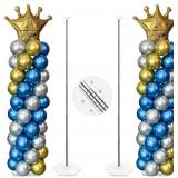 YALLOVE Balloon Column Stand Kit Sets of 2, 7 Feet Height Adjustable Balloon Tower Pillar with Reusable Metal Telescopic Design for Birthday, Wedding, Baby Shower, Graduation Party Decoration