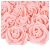 INSUNSIX Artificial Rose Flowers,100 pcs Foam Rose Flowers Bulk Peach Fake Flower Heads for DIY Crafts Wedding Bouquets Rose Wall Kissing Balls Bridal Shower Party Decorations(Peach)