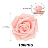 INSUNSIX Artificial Rose Flowers,100 pcs Foam Rose Flowers Bulk Peach Fake Flower Heads for DIY Crafts Wedding Bouquets Rose Wall Kissing Balls Bridal Shower Party Decorations(Peach)