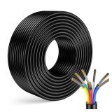 7 Way Trailer Wire 25FT Heavy Duty 14 Gauge 7 Wire Trailer Wiring Harness Kit with Color-Coded Stranded CCA Conductors Weatherproof PVC Jacket for RV, Camper, Truck, Utility Trailer