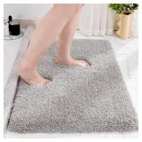 Disolla Grey Bathroom Rug 17x24 - Non-Slip Plush Small Bath Mat, Highly Absorbent & Ultra Soft Fluffy Floor Mat, Machine Washable for Shower and Tub