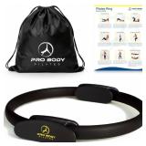 ProBody Pilates Fitness Circle 14 Inch Pilates Ring for Yoga and Other Workouts, Focusing on Toning Inner Thighs, Arms, Core and Back, at Home Pilates Equipment (Black)