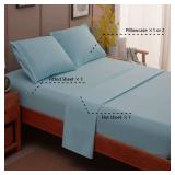 SONORO KATE Bed Sheet Set Super Soft Microfiber 1800 Thread Count Luxury Egyptian Sheets 16-Inch Deep Pocket Wrinkle and Hypoallergenic-4 Piece (Spa Blue, Queen)