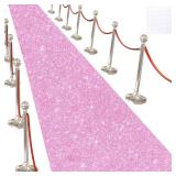 Glitter Carpet Runner for Party -200 GSM Thickness Non-Woven Fabric Runner Rug with Adhesive Tape, Hollywood Carpet for Event, Aisle Runner for Wedding Ceremony (Glitter Pink, 2.6FTx15FT)