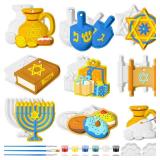 Syhood 24 Pcs Ceramic to Paint Hanukkah Dreidel Ornaments Crafts Paint Your Own Art Kit DIY Ceramics Chanukah Ceramic Christmas Ornaments Crafts Gifts Party Favors for Adults