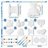 Syhood 24 Pcs Ceramic to Paint Hanukkah Dreidel Ornaments Crafts Paint Your Own Art Kit DIY Ceramics Chanukah Ceramic Christmas Ornaments Crafts Gifts Party Favors for Adults