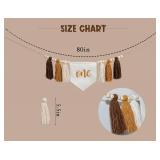 Boho Sun Tassel Highchair Banner - Boho Garland with Wood Bead, Yarn, Neutral Decorations, 1st Birthday High Chair Banner (Sun Brown)
