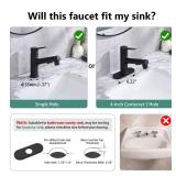 Besfelos Bathroom Sink Faucet with Pull Out Sprayer, Single Handle Modern Bathroom Basin Faucet with Pop-up Sink Drain Stopper & Deck Plate 1 or 4-inch Centerset 3 Hole, Matte Black