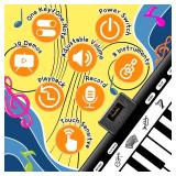 TWFRIC 6ft. Piano Mat with 24 Keys & 10 Demos & 8 Musical Instruments Sounds & 4 Play Modes, Giant Dance Floor Piano Music Play Mat 71