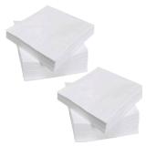 200 Count Napkins 2 Ply Plain White Beverage Napkins Disposable Four Fold Cocktails Paper Napkins 4.9 X 4.9 folded for Party and Every Day Use