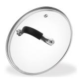 7 Inch Tempered Glass Lid, Steam Vented Cookware Cover, Dishwasher & Oven Safe up to 400F, Universal Replacement for Pans & Skillets, 304 Stainless Steel Rim with Arc Handle