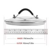 7 Inch Tempered Glass Lid, Steam Vented Cookware Cover, Dishwasher & Oven Safe up to 400F, Universal Replacement for Pans & Skillets, 304 Stainless Steel Rim with Arc Handle