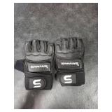 SAWANS MMA Gloves Karate Mitts Punch Bag Boxing Gloves Martial Arts Combat Taekwondo Kickboxing Mitts Fighting Grappling Training for Womens Mens Adults (Black, S)