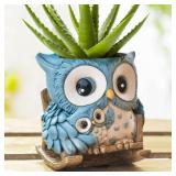 Saysmile Unique Owl Plant Pots Indoor, Cute Small Succulent Pots with Drainage Hole, Rocking Chair Planters for Outdoor Indoor Plants, Resin Flower Pot for String of Pearls, Gift Ideas for Mother