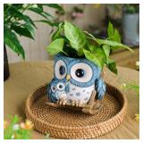 Saysmile Unique Owl Plant Pots Indoor, Cute Small Succulent Pots with Drainage Hole, Rocking Chair Planters for Outdoor Indoor Plants, Resin Flower Pot for String of Pearls, Gift Ideas for Mother