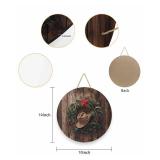 Christmas Welcome Sign for Front Door Decor Western Xmas Pine Needle Wreath Cowboy Hat Wood Grain Round Wooden Door Wreath Hanging Decoration for Outdoor Outside Porch Indoor Wall, 10 Inch