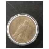 1922 Peace Dollar Coin 90% silver in protective capsule