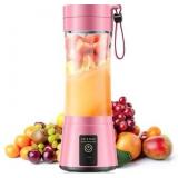 Cordless Personal Size Portable Blender - 380Ml Blender Smoothies and Shakes, BPA Free Traveling Juice Cup with Powerful Blending, Freshly Squeezed in Sports/Travel/Home (Pink)