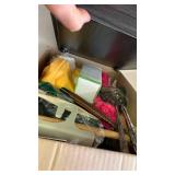 Lot of unpicked items includes American Craftsman by Stanley Flatware Set, Vynil record player, and more