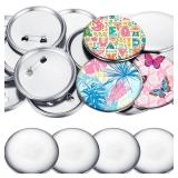 Blank Button Making Supplies Round Badge Parts Metal Pin Badge Kit for Button Maker Machine, Including Metal Shells Back Cover and Clear Film(3 Inch, Silver) - Retail: $35