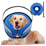2-in-1 Soft Inflatable Dog Cone Collar Alternative with Enhanced Anti-Licking Guard Shield, Dog Donut Collar After Surgery, Adjustable Cones for Large Medium Small Dogs and Cats (Blue,L) - Retail: $17