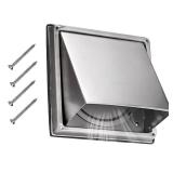 4 Inch Outside Dryer Vent Cover Walls External Extractor Fan Cover Outdoor Exhaust Vent Cap Stainless Steel Dryer Wall Vent Cushioned Non Return Flap with Sealing Gasket (Silver) - Retail: $24