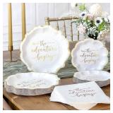 Kate Aspen The Adventure Begins Wedding1 set 24 big plate, 1 set 24 small plate. - Retail: $18