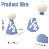 Blue Handmade 1/2 High Chair Banner with Cone Birthday Hat for Half Way To One Baby Boy 6 Months Half Birthday Decorations - Retail: $17