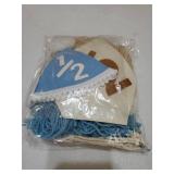 Blue Handmade 1/2 High Chair Banner with Cone Birthday Hat for Half Way To One Baby Boy 6 Months Half Birthday Decorations - Retail: $17