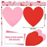 36 Pcs Valentines Day Foam Hearts 6 Inch Large Heart Shaped Foam Crafts Valentine Red Pink Hearts DIY Craft Set for Valentines Day Wedding Holiday Party Decorations DIY Crafts Gifts Supplies - Retail: