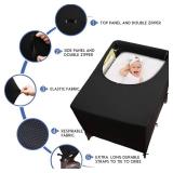 Blackout Cover for Pack N Play - Crib Blackout Cover Tent - Canopy Cover - Breathable Travel Crib Tent - Portable Stretchy Blackout Tent (Black) - Retail: $30