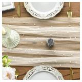 Mode Pearl Beige Gauze Table Runner 120 Inch 10FT, Seasonal Sheer Dining Holiday Wedding Birthday Baby Shower Table Decor for Home Party - Retail: $10