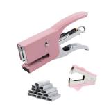 Small Hand-held Stapler Set, 15 Sheet Capacity, Includes Staples and A Staple Remover, Mini Desktop Stapler for Office, School, Home or Travel Use. (Pink) - Retail: $7