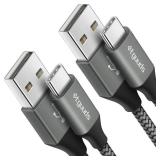 eUSB to USB C Cable 3ft, 2-Pack USB A to Type C Charger Cord Fast Charging for Samsung Galaxy A17 A16 A15 A26 A36 A56, S25 S24 S23 S22 S21 S20 S10 Note 20, for iPhone 17 16 15, Moto, Gray - Retail: $7