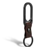 Titanium Belt Clip Carabiner Leather Keychain Holder with Removable Stainless Steel Key Ring (Black) - Retail: $25
