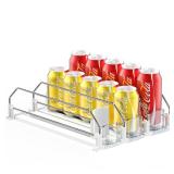 Drink Organizer for Fridge, Automatic Pusher Glide Soda Can Organizer for Refrigerator and Adjustable Width - Storage 15 Cans - Retail: $20