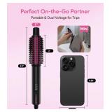 Mini Thermal Brush 3 Temperature Adjustable, Travel Curling Iron for Short Hair 1 Inch, Heated Round Brush for Soft Curls, Lightweight Curling Wand for Bouncy Hair, Touch-ups, Dual Voltage - Retail: $