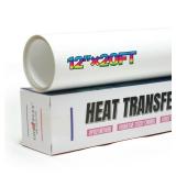 PU Heat Transfer Vinyl 12"x20ft Roll White â HTV for Cricut, Silhouette, Iron On T-Shirts, Bags & DIY Projects Durable, Easy to Cut & WeedSoft Finish (White, 12"x20ft) - Retail: $13"