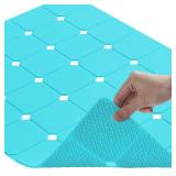 Bathtub Mat Non Slip Silicone Soft Odorless Bath Mat No Suction Cups for Refinished, Textured and Reglazed Tub Shower Mats Non-Slip 18 X 28Inch Blue - Retail: $19