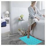 Bathtub Mat Non Slip Silicone Soft Odorless Bath Mat No Suction Cups for Refinished, Textured and Reglazed Tub Shower Mats Non-Slip 18 X 28Inch Blue - Retail: $19