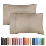 Queen Pillow Cases Set of 2 - Ultra Soft Hotel Quality Pillowcase Covers - Comfy, Cozy & Wrinkle Free - Shrinkage & Fade Resistant - Machine Washable Pillow Protectors - 2 Piece Set - Heathered Beige 