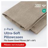 Queen Pillow Cases Set of 2 - Ultra Soft Hotel Quality Pillowcase Covers - Comfy, Cozy & Wrinkle Free - Shrinkage & Fade Resistant - Machine Washable Pillow Protectors - 2 Piece Set - Heathered Beige 