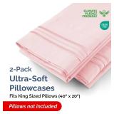 King Pillow Cases Set of 2 - Ultra Soft Hotel Quality Pillowcase Covers - Comfy, Cozy & Wrinkle Free - Shrinkage, Stain & Fade Resistant - Machine Washable Pillow Protectors - 2 Piece Set - Baby Pink 