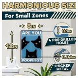 Are You Pooping Sign - Funny Cat Bathroom Sign with Anti-Rust Coating 12 x 8 Inch - Black Cat Decor for Home, Metal Wall Plaque for Toilet Decor, Cat Wall Art Humorous Farmhouse Funny Bathroom Art - R