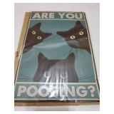 Are You Pooping Sign - Funny Cat Bathroom Sign with Anti-Rust Coating 12 x 8 Inch - Black Cat Decor for Home, Metal Wall Plaque for Toilet Decor, Cat Wall Art Humorous Farmhouse Funny Bathroom Art - R
