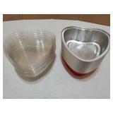 Mini Aluminum Foil Cupcake Cups with Lids (3.4oz) Heart Shaped Cake Pans - Disposable Mini Cupcake Cup Flan Baking Cups for Valentine Mother