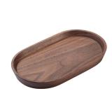 Wooden Mini Serving Tray for Parties, Tea&Coffee Table Tray, Small Oval Wood Plate for Fruit&Snacks, Decorative Tray for Jewelry Key Coin, Tray for Bathroom (Walnut, 7.8x4.66) - Retail: $14
