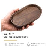 Wooden Mini Serving Tray for Parties, Tea&Coffee Table Tray, Small Oval Wood Plate for Fruit&Snacks, Decorative Tray for Jewelry Key Coin, Tray for Bathroom (Walnut, 7.8x4.66) - Retail: $14