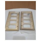 Quadruple Decorator Light Switch Cover Adler Metal Wall Plate, 2-Pack Brushed Brass 4 Gang Quadruple Rocker, for Receptacle Dimmer Switch GFCI Outlet, Switch Cover Decorative Wallplate, Durable - Reta