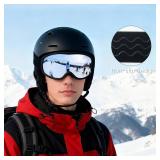 Ski Goggles OTG for Men Women, Anti-Fog Snowboard Goggles UV400 Protection Snow Goggles for Adult Youth (Black scratches on glasses) - Retail: $17